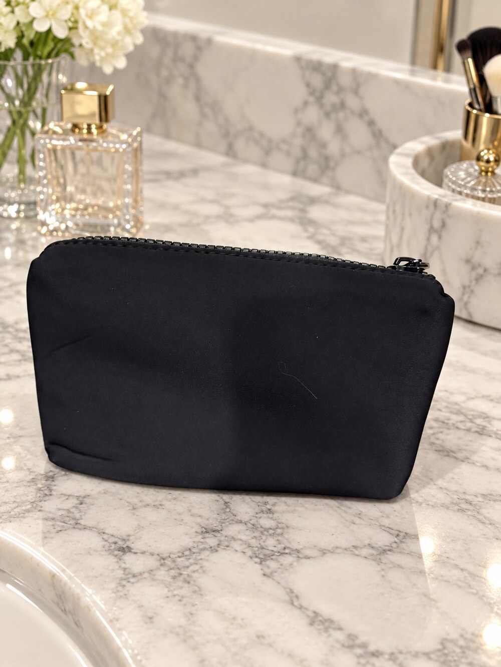 Chanel Black Zip Cosmetic Pouch | Zip-Top Makeup Storage - Picture 3 of 6